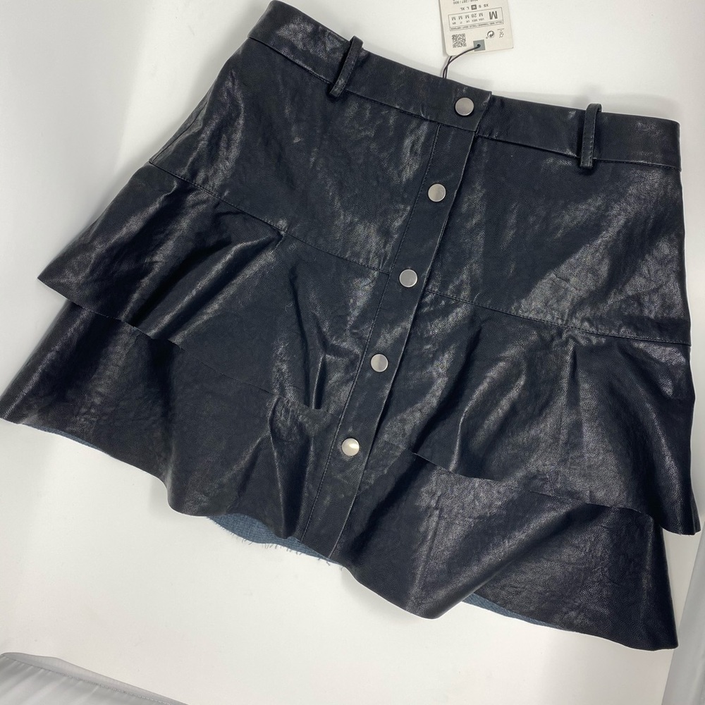 Faux Leather tiered skirt